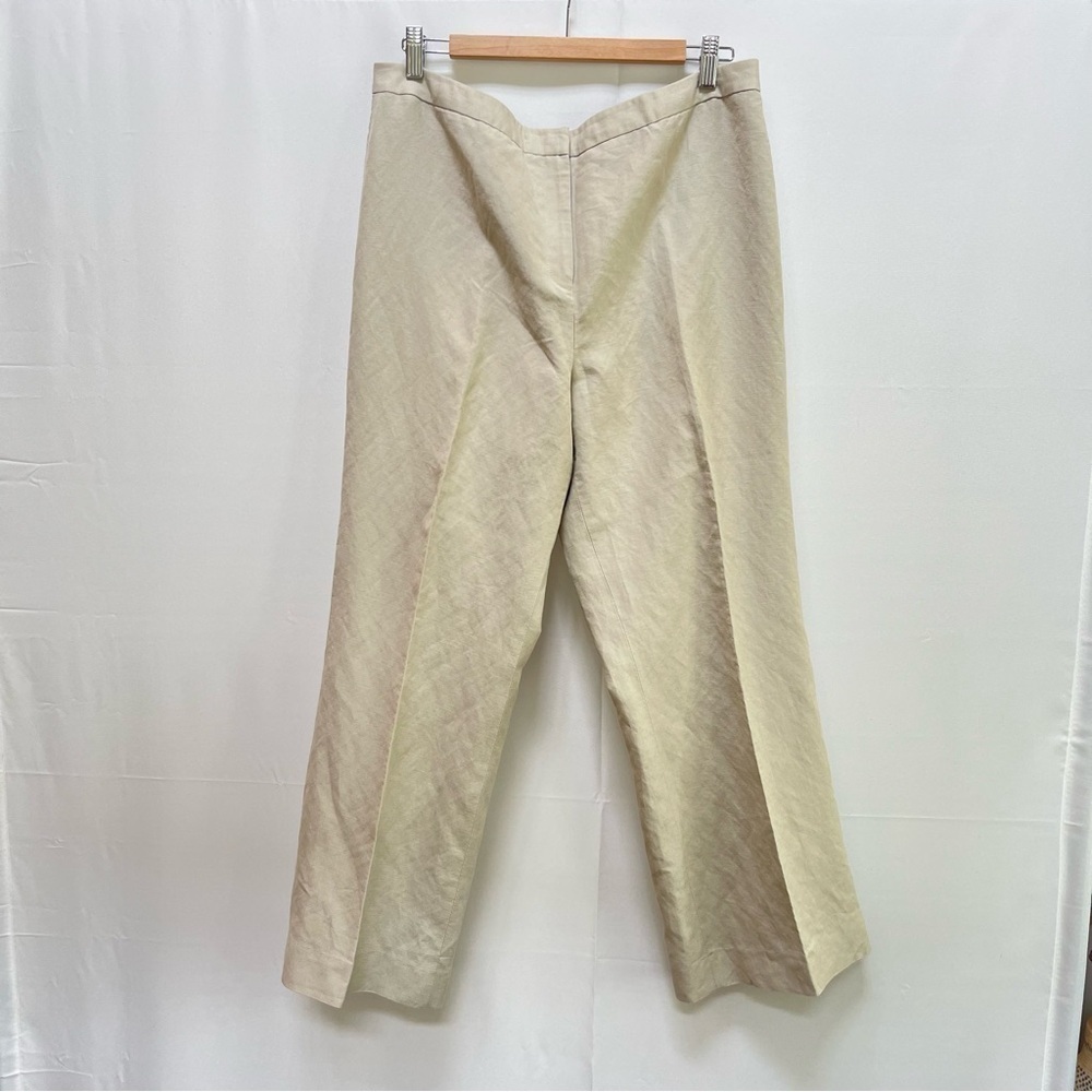 Alex Marie Linen Blend Wide Leg High Waist Tan Pant, Size 14 (XL) - Picture 3 of 9
